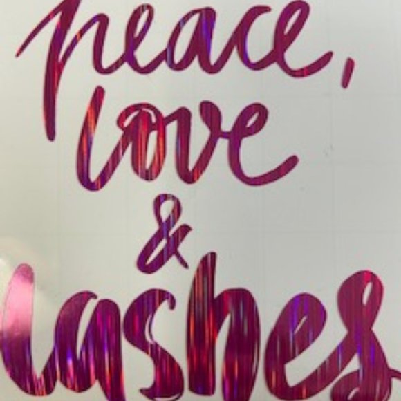 PEACE LOVE & LASHES Vinyl Decal  sticker eyelash love - Picture 1 of 3